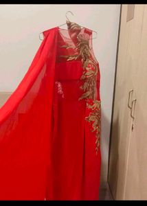 Red Embellished Ethnic Gown