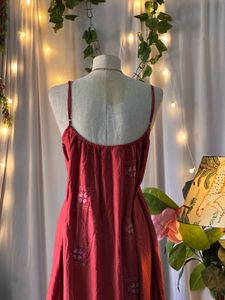 Red Embroidered Maxi Dress