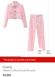 (Zara Copy) Pink crop Blazer jacket With Long Pant