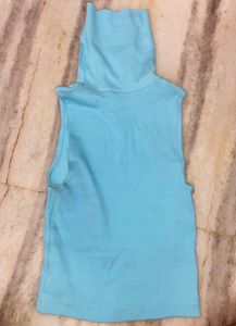Nomad Sky Blue Sleeveless High Neck Top