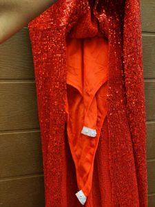 High Slit Red Sequins Party Dress