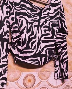 Zebra Print Tie Crop Top