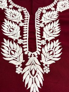 Maroon Embroidered Kurta