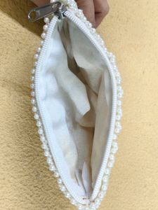 White Moti Beads Purse