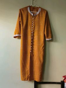 Mustard Yellow Kurti with Button Detail