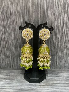 Green Jhumka Earrings