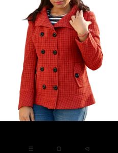 Red Plaid Peacoat