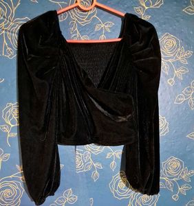 Black Velvet Long Sleeve Top