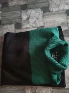 Two-Tone Turtleneck Sweater