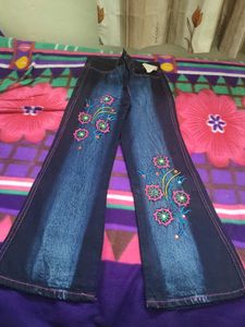 Embroidered Bell Bottom Jeans
