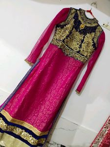 Sharara Set With Velvet Choli And Net Plazo