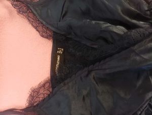 Laced Navy Blue Satin Top