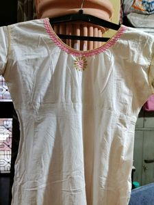 White Embroidered Aline Kurta
