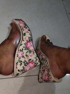 Floral Heels With transparent strap