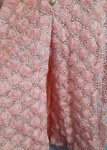Peach Floral Embroidered kurti