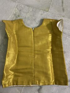 Golden Colour Soft Net Lehenga For Kids