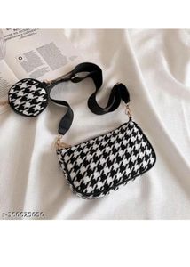 Houndstooth Crossbody Bag with Coin Purse
