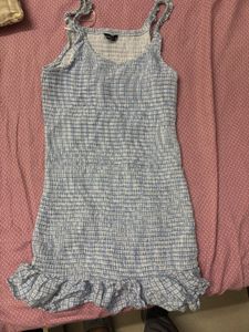 Blue & White Checkered Mini Dress