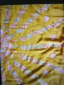 Mustard Yellow Embroidered Saree