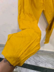 Mustard churidar pant.