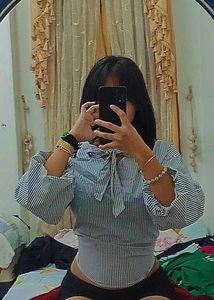 Striped Tie-Neck Top