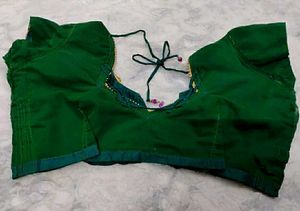 Pure Kanjeevaram Silk Green color Wedding blouse