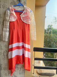 Lace Bolero Shrug With Orange Dress