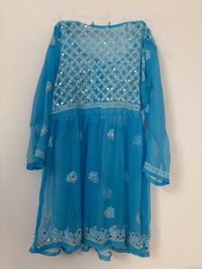 Blue Mirror Work Kurti/Dress