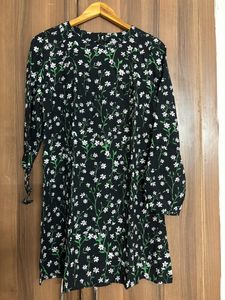 Floral Black Cotton Dress