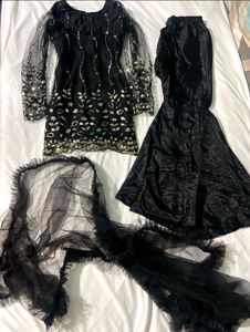 Black Sharara Set