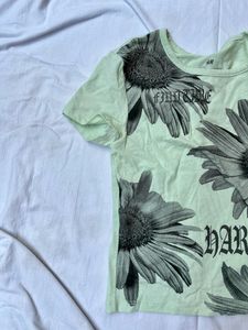Hnm Green Print Fitted Top
