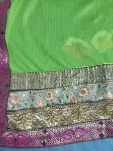 Parrot Green Lycra Saree