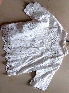 Schiffli Scalloped White Top
