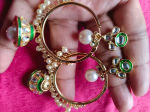 Pearl Kundan Jhumka Earrings
