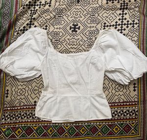 White Puff Sleeve Top