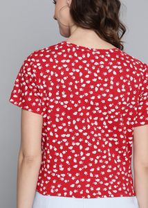 Red Tie Knot Crop Top