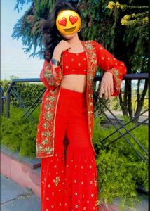 Orange &amp; Gold Embroidered Indian Outfit