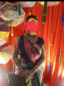 Elegant Pink &amp; Blue Saree