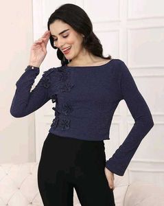 Stylish Navy Blue Floral Top