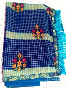 Blue Floral Saree