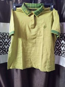 Olive Green Collar T-shirt For Office