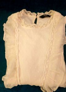 Lace Trimmed Chiffon Blouse