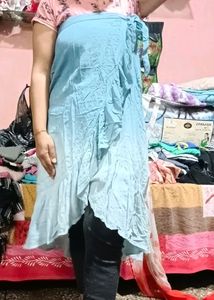 Double Shade Frilled Skirt Cum Dress