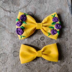 Yellow Floral Hair Bow Set