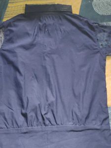 Blue Graphic Cutout Top