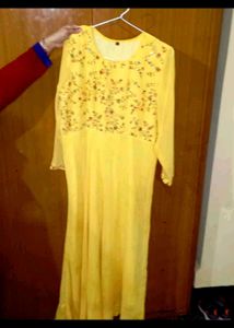 Yellow Embroidered Anarkali