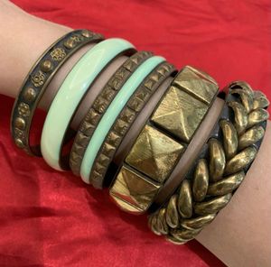 Bohemian Stacked Brass Bangle Set