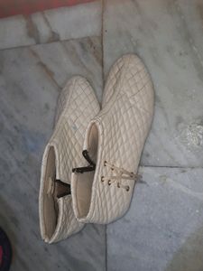 White Colored Fabcy Boots