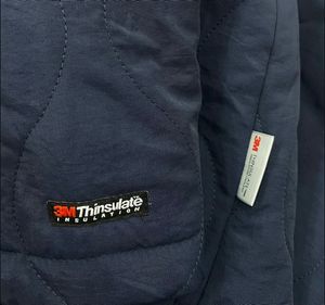 Navy Quilted Button-Up Jacket