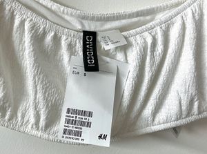 H&amp;M White Puff Sleeve Bralette Crop Top